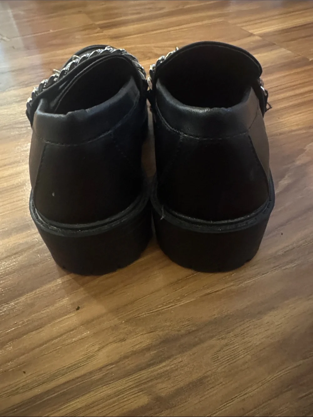 Sugar Black Kids Loafers with Silver Charm Chain